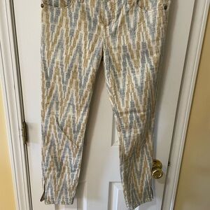🌿 Free People Printed Skinny Jeans Size 28 Boho Southwestern Ankle Zip